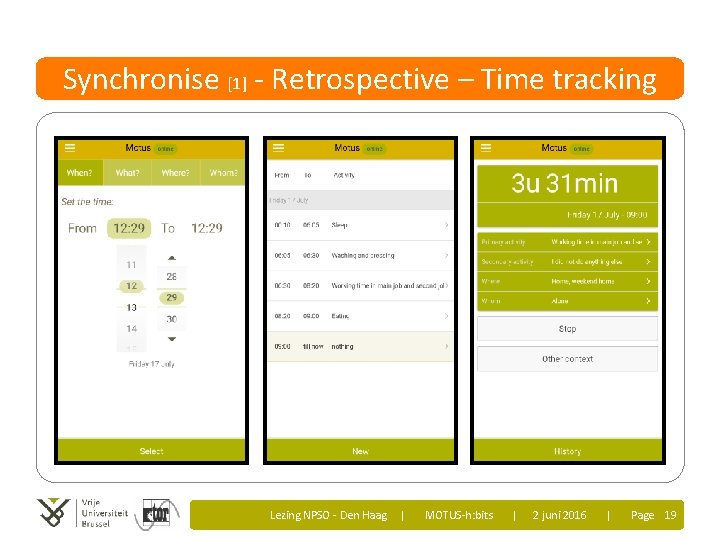 Synchronise [1] - Retrospective – Time tracking Lezing NPSO - Den Haag | MOTUS-h:
