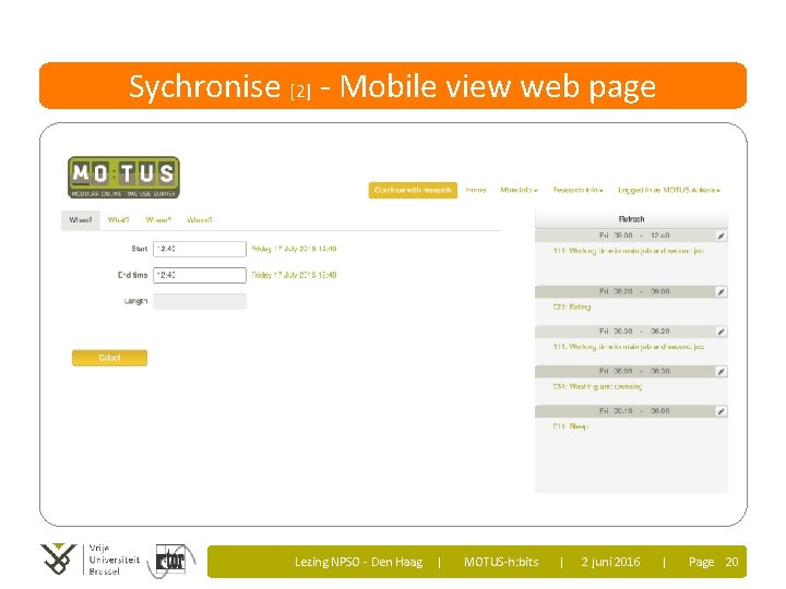 Sychronise [2] - Mobile view web page Lezing NPSO - Den Haag | MOTUS-h:
