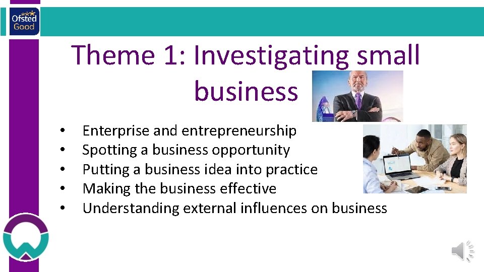Theme 1: Investigating small business • • • Enterprise and entrepreneurship Spotting a business