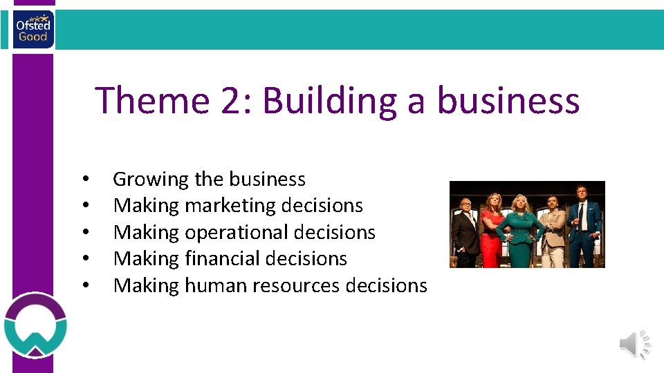 Theme 2: Building a business • • • Growing the business Making marketing decisions