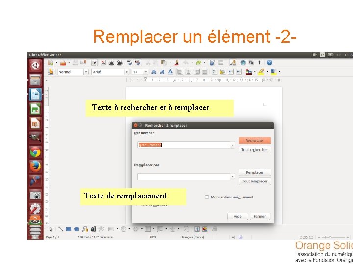 Remplacer un élément -2 - Texte à recher et à remplacer Texte de remplacement