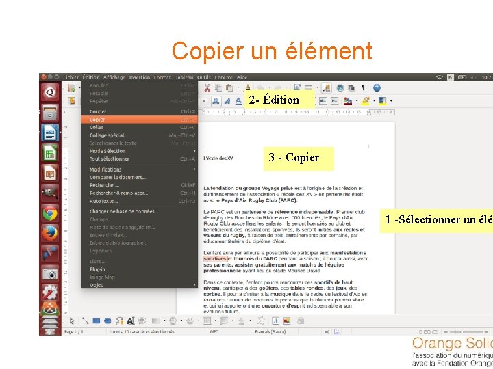 Copier un élément 2 - Édition 3 - Copier 1 -Sélectionner un élém 