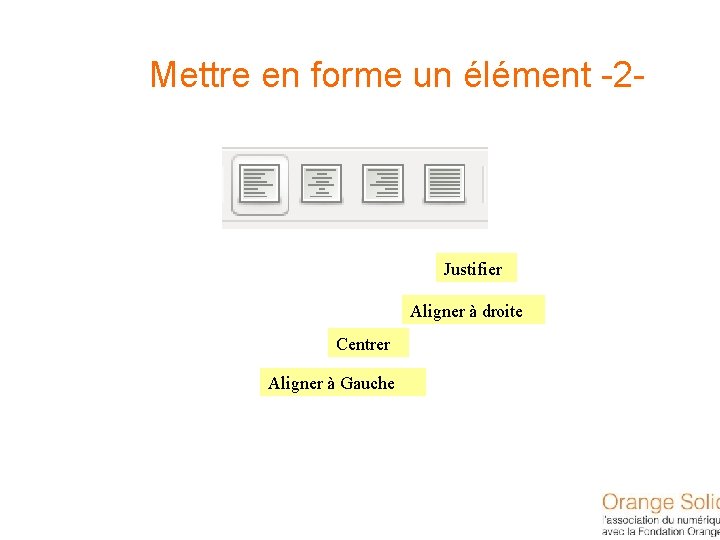 Mettre en forme un élément -2 - Justifier Aligner à droite Centrer Aligner à