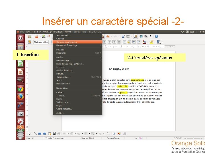 Insérer un caractère spécial -21 -Insertion 2 -Caractères spéciaux 