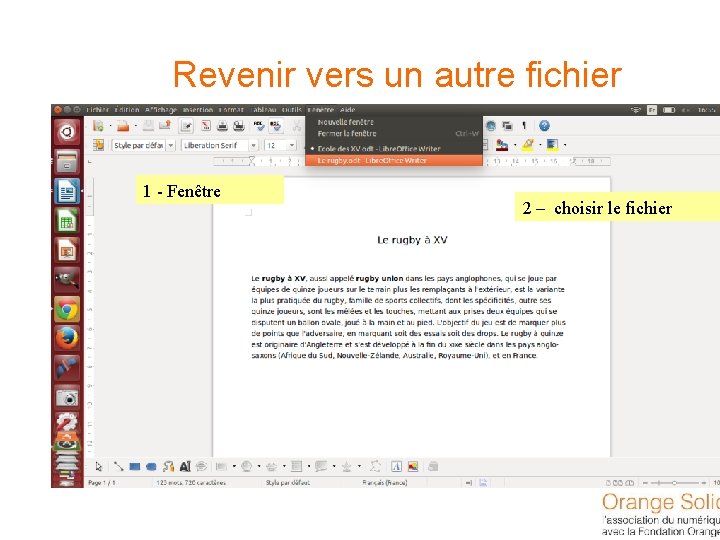 Revenir vers un autre fichier 1 - Fenêtre 2 – choisir le fichier 