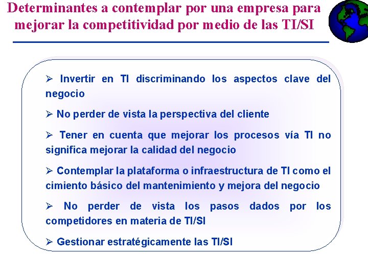 Determinantes a contemplar por una empresa para mejorar la competitividad por medio de las