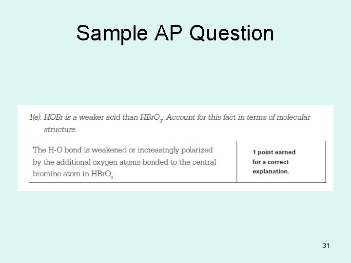 Sample AP Question 31 