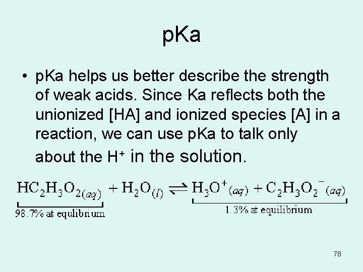 p. Ka • p. Ka helps us better describe the strength of weak acids.