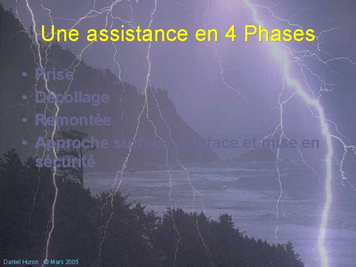 Une assistance en 4 Phases • • Prise Décollage Remontée Approche surface , surface