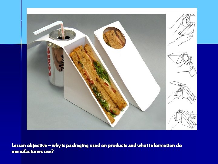 Lesson objective – why is packaging used on products and what information do manufacturers