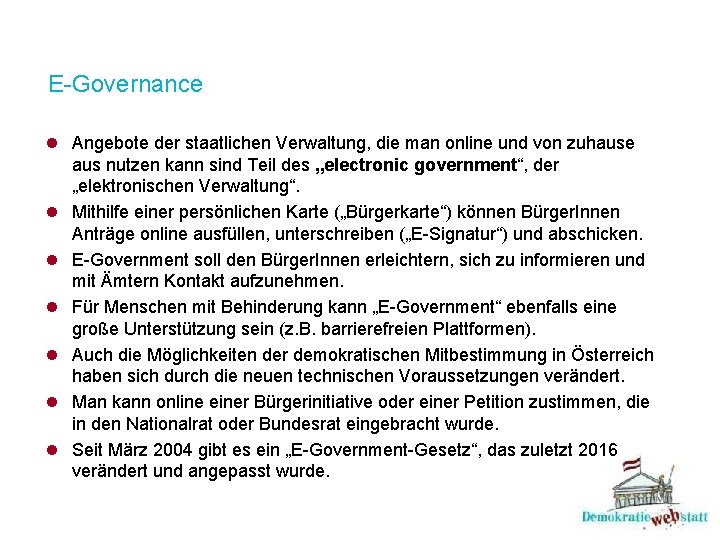 E-Governance l Angebote der staatlichen Verwaltung, die man online und von zuhause aus nutzen