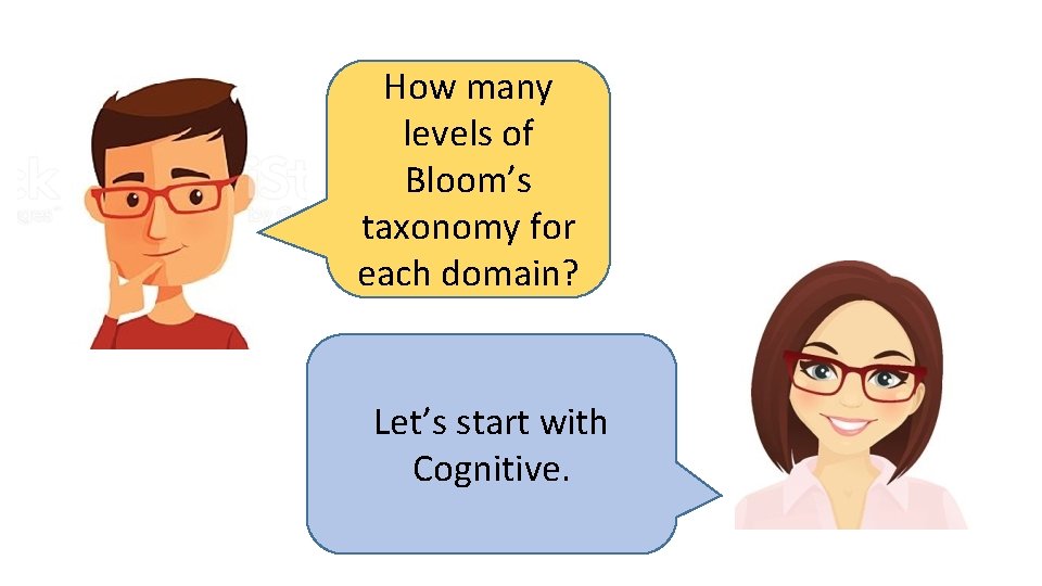 How many levels of Bloom’s taxonomy for each domain? Let’s start with Cognitive. 