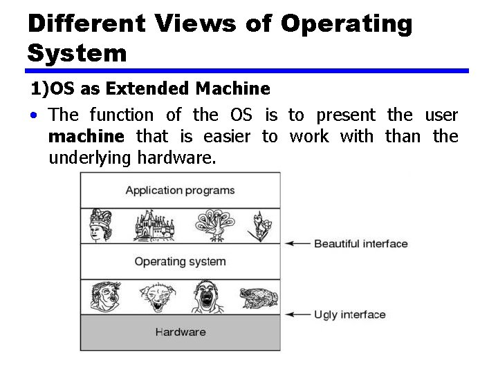 Different Views of Operating System 1)OS as Extended Machine • The function of the