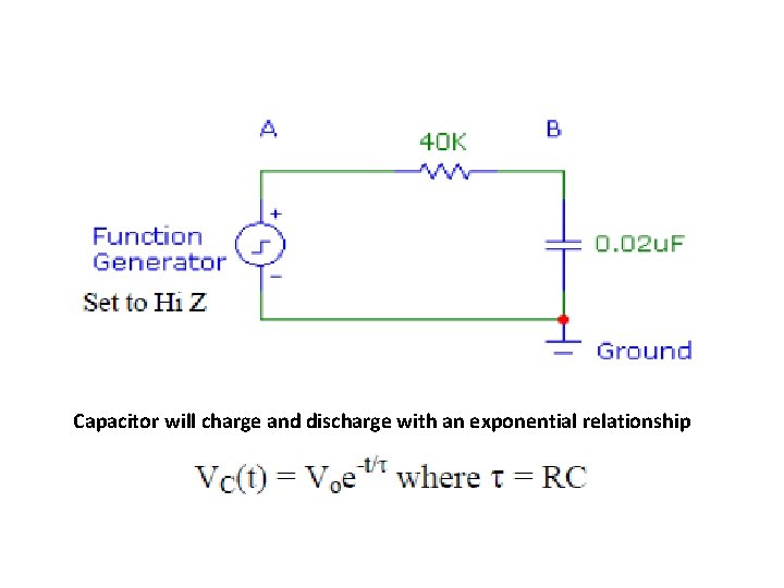 Capacitor will charge and discharge with an exponential relationship 