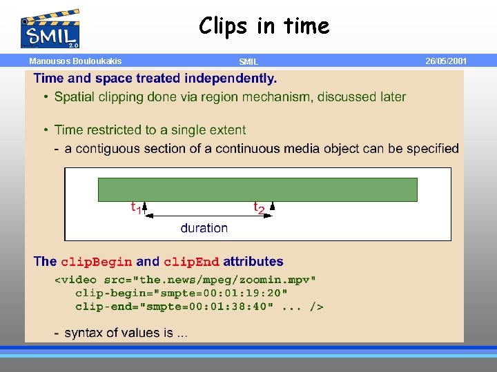 Clips in time Manousos Bouloukakis SMIL 26/05/2001 