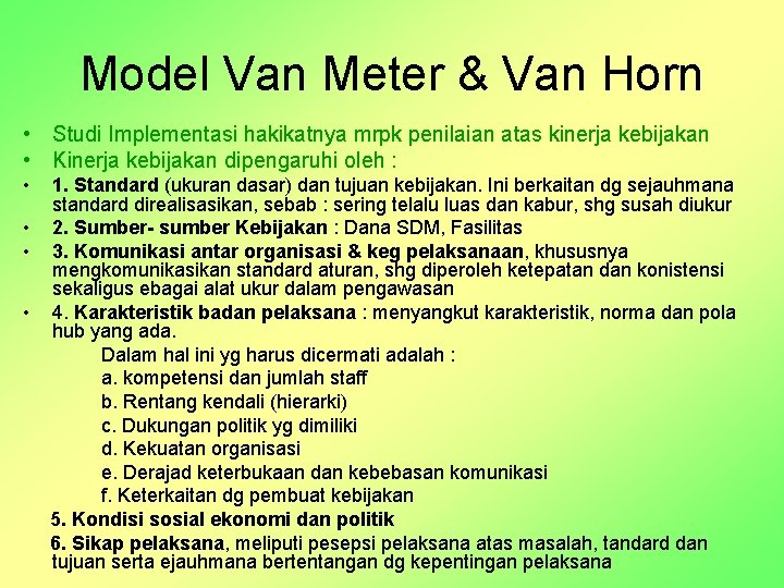 Model Van Meter & Van Horn • Studi Implementasi hakikatnya mrpk penilaian atas kinerja