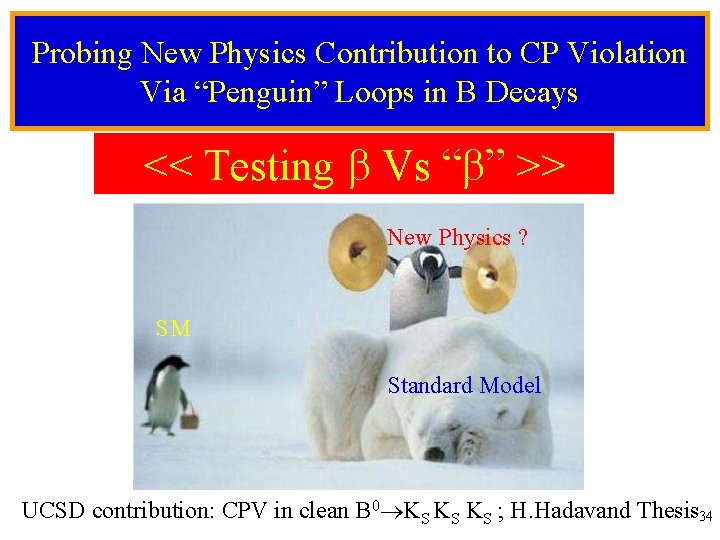Probing New Physics Contribution to CP Violation Via “Penguin” Loops in B Decays <<