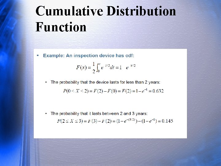 Cumulative Distribution Function 