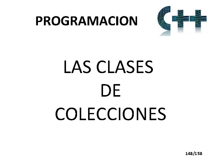 PROGRAMACION LAS CLASES DE COLECCIONES 148/158 
