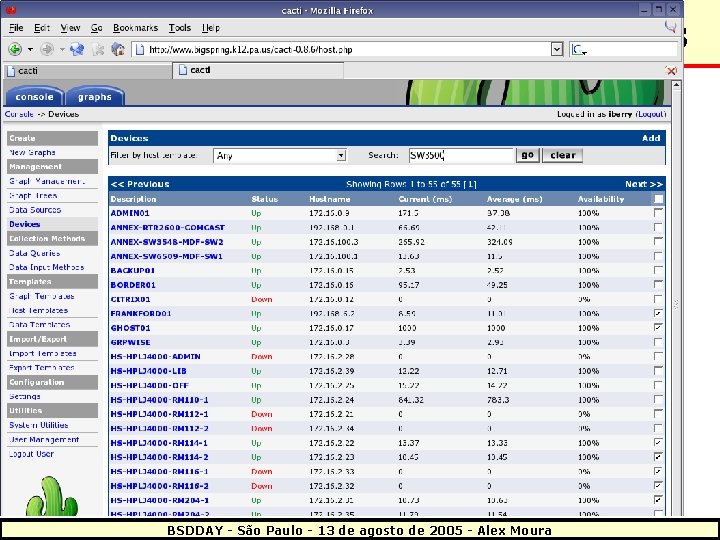 Cacti – Gerenciando Dispositivos BSDDAY - São Paulo - 13 de agosto de 2005