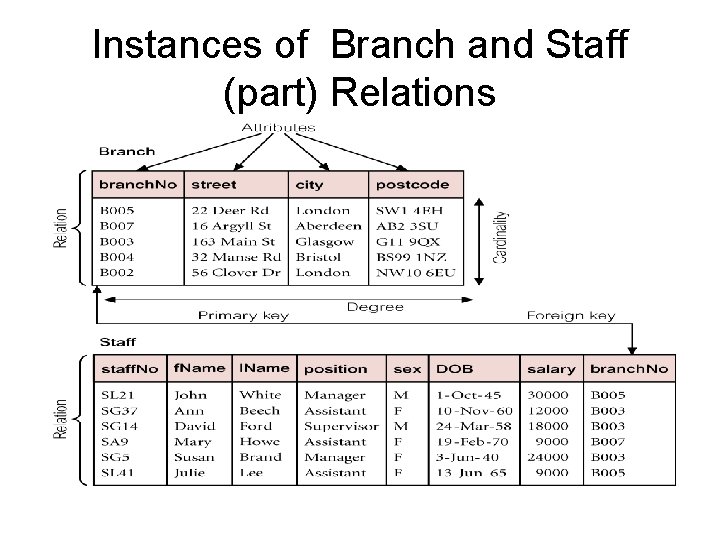 Instances of Branch and Staff (part) Relations 