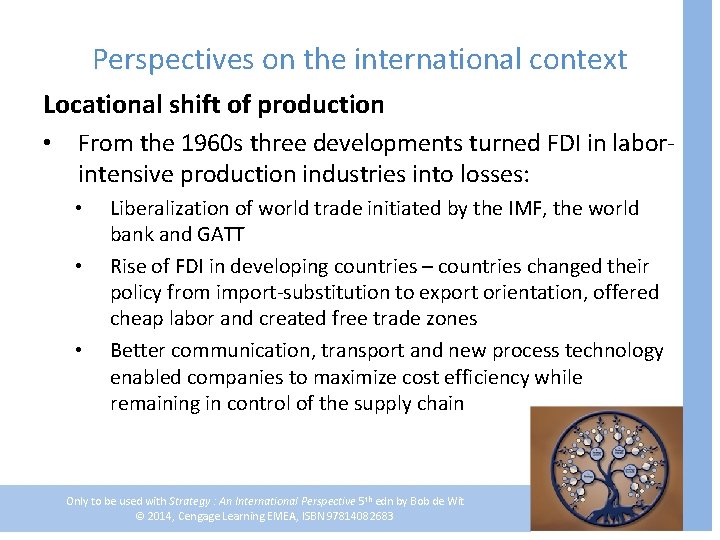 Perspectives on the international context Locational shift of production • From the 1960 s