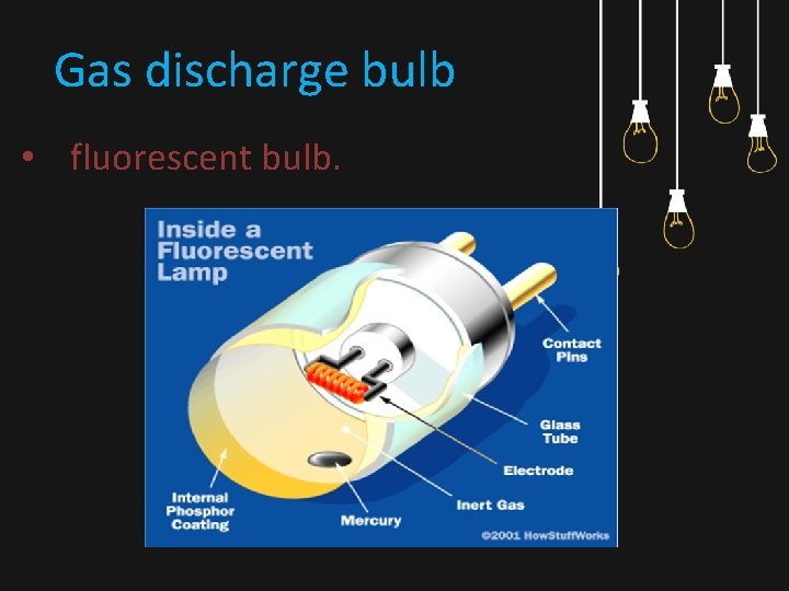 Gas discharge bulb • fluorescent bulb. 