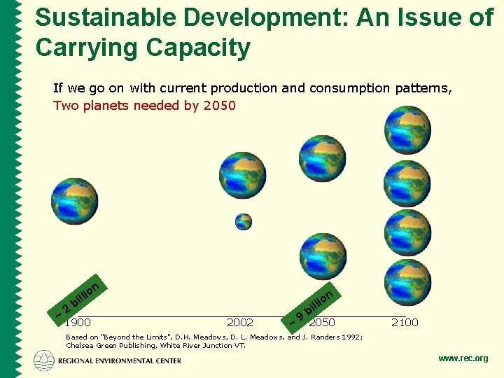 Sustainable Development: An Issue of Carrying Capacity If we go on with current production