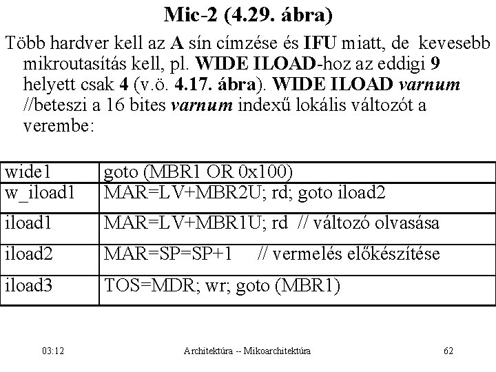 Mic-2 (4. 29. ábra) Több hardver kell az A sín címzése és IFU miatt,