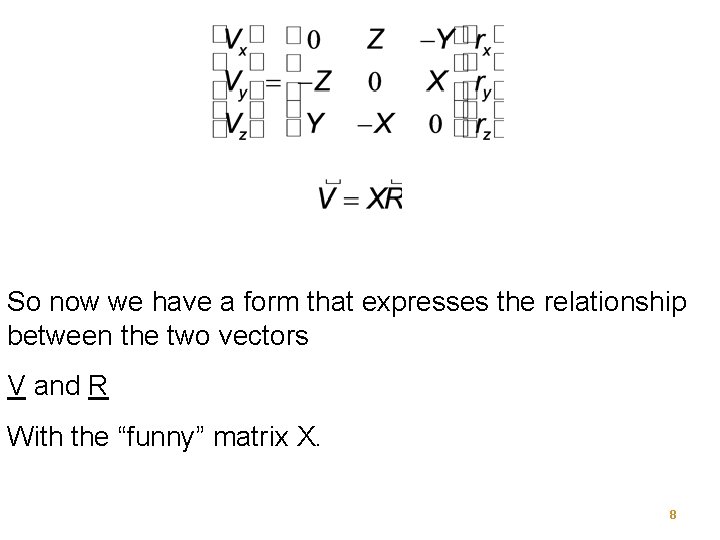 So now we have a form that expresses the relationship between the two vectors