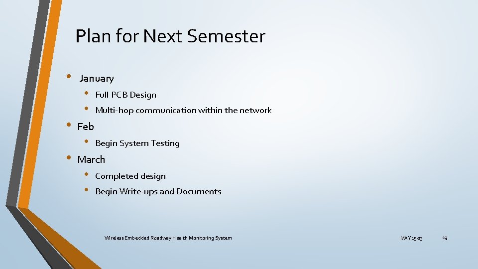 Plan for Next Semester • • • January • • Full PCB Design Multi-hop Plan for Next Semester • • • January • • Full PCB Design Multi-hop