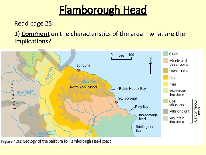 Flamborough Head Read page 25. 1) Comment on the characteristics of the area –