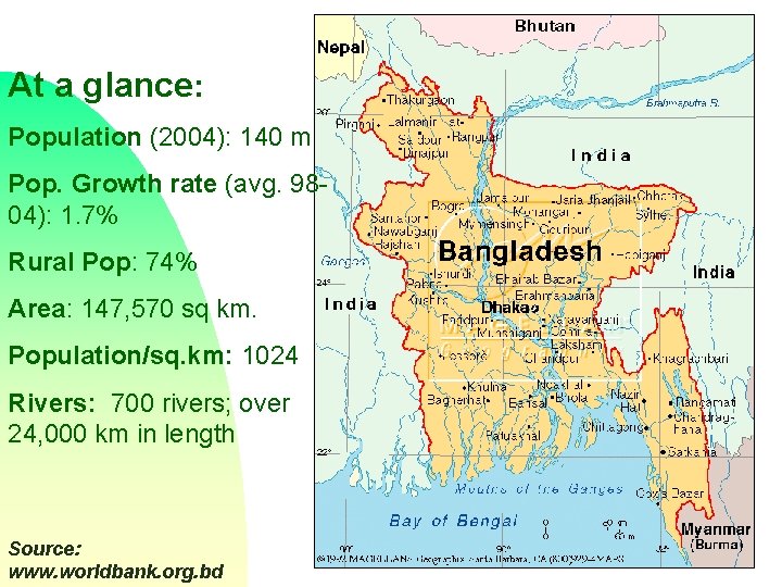 At a glance: Population (2004): 140 m Pop. Growth rate (avg. 9804): 1. 7%