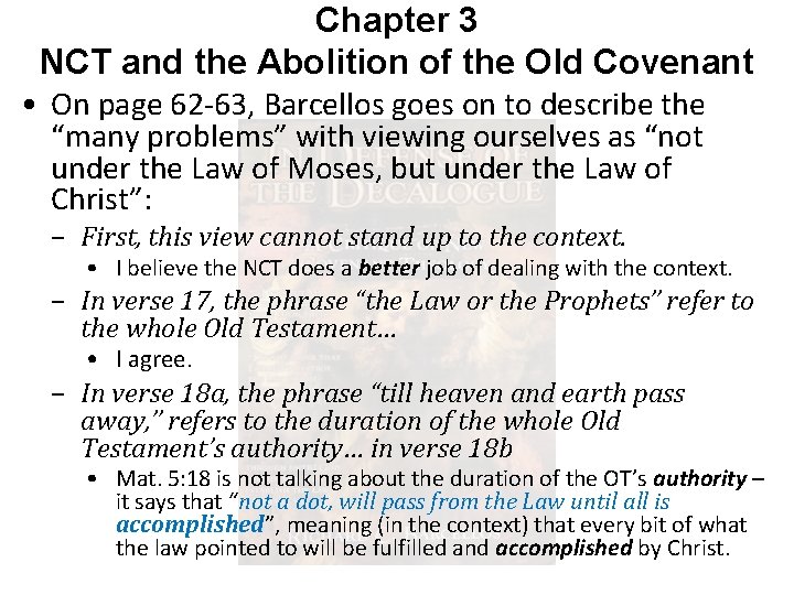 Chapter 3 NCT and the Abolition of the Old Covenant • On page 62