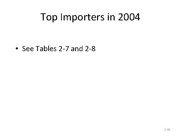Top Importers in 2004 • See Tables 2 -7 and 2 -8 2 -48