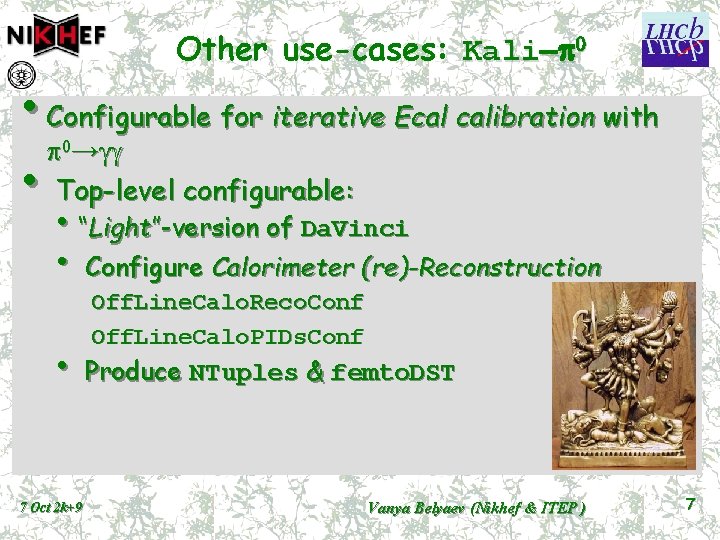 Other use-cases: Kali-p 0 • Configurable for iterative Ecal calibration with p →gg •