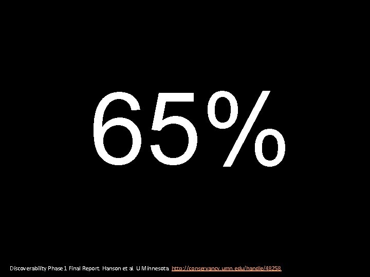 65% Discoverability Phase 1 Final Report. Hanson et al. U Minnesota. http: //conservancy. umn.