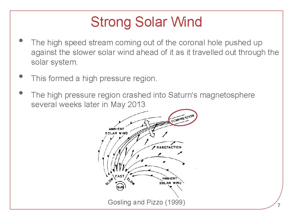 Strong Solar Wind • • • The high speed stream coming out of the