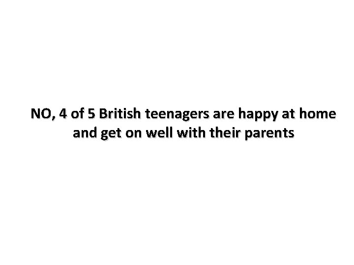 NO, 4 of 5 British teenagers are happy at home and get on well