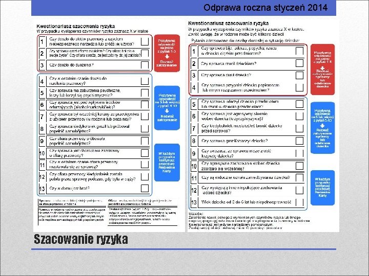 Odprawa roczna styczeń 2014 Szacowanie ryzyka 