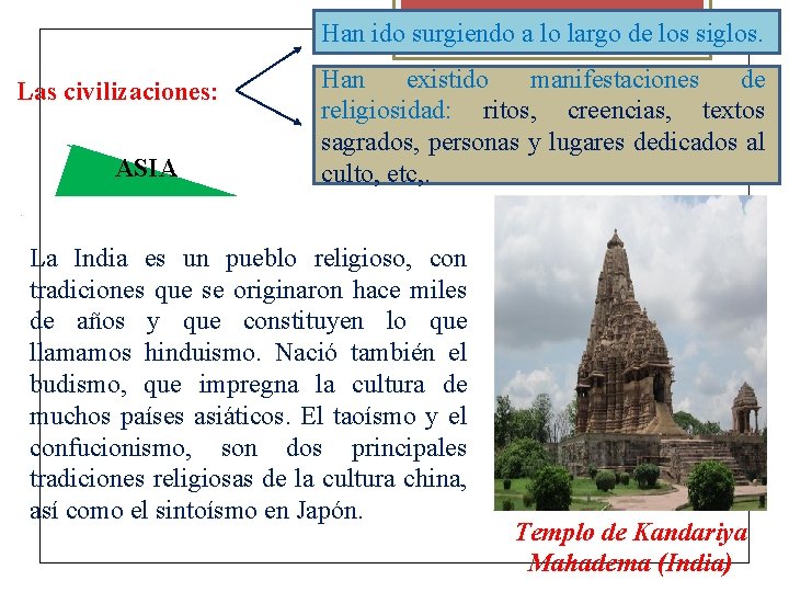 Han ido surgiendo a lo largo de los siglos. Las civilizaciones: ASIA Han existido