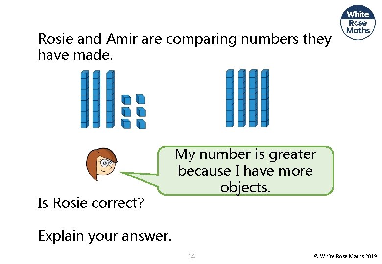 Rosie and Amir are comparing numbers they have made. Is Rosie correct? My number