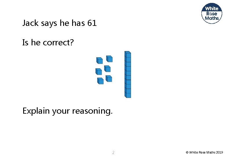 Jack says he has 61 Is he correct? Explain your reasoning. 2 © White