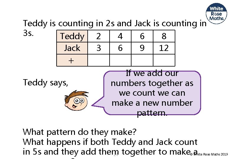 Teddy is counting in 2 s and Jack is counting in 3 s. Teddy