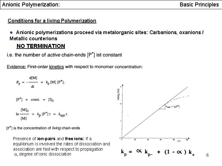Anionic Polymerization: Basic Principles Conditions for a living Polymerization ● Anionic polymerizations proceed via