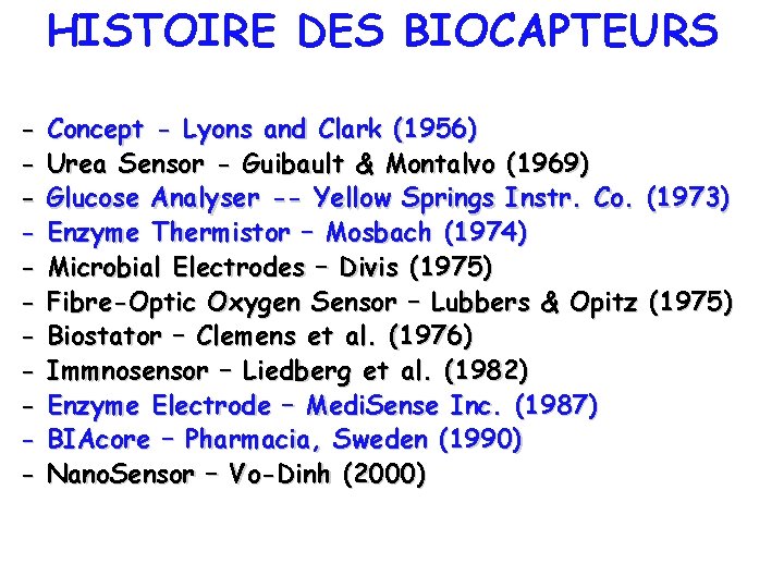 HISTOIRE DES BIOCAPTEURS - Concept - Lyons and Clark (1956) Urea Sensor - Guibault