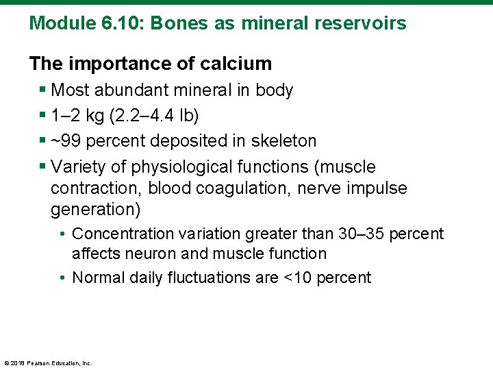 Module 6. 10: Bones as mineral reservoirs The importance of calcium § Most abundant