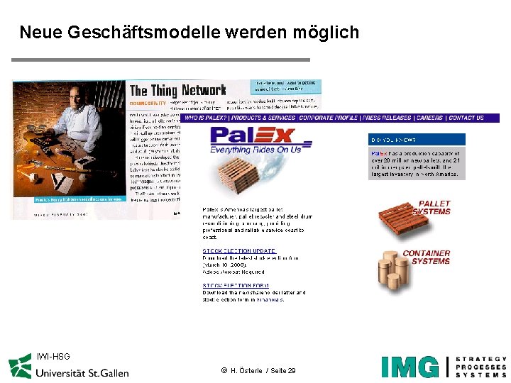 Neue Geschäftsmodelle werden möglich IWI-HSG ã H. Österle / Seite 29 