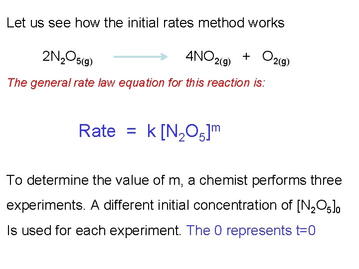 Let us see how the initial rates method works 2 N 2 O 5(g)