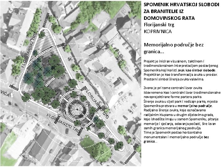 SPOMENIK HRVATSKOJ SLOBODI ZA BRANITELJE IZ DOMOVINSKOG RATA Florijanski trg KOPRIVNICA Memorijalno područje bez